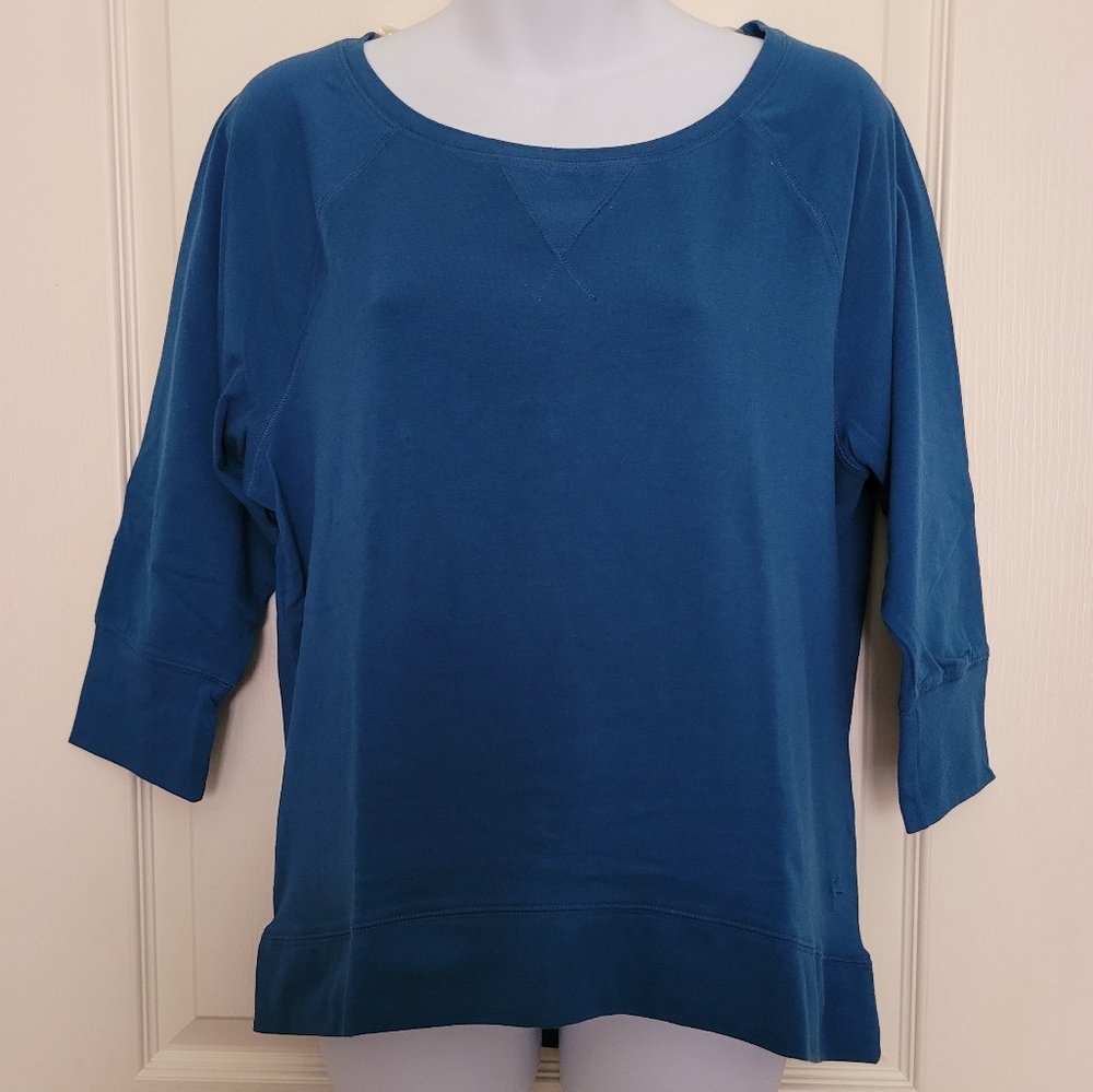 Danskin Now Teal Blue 3/4 Sleeve Top, Sz M, EUC